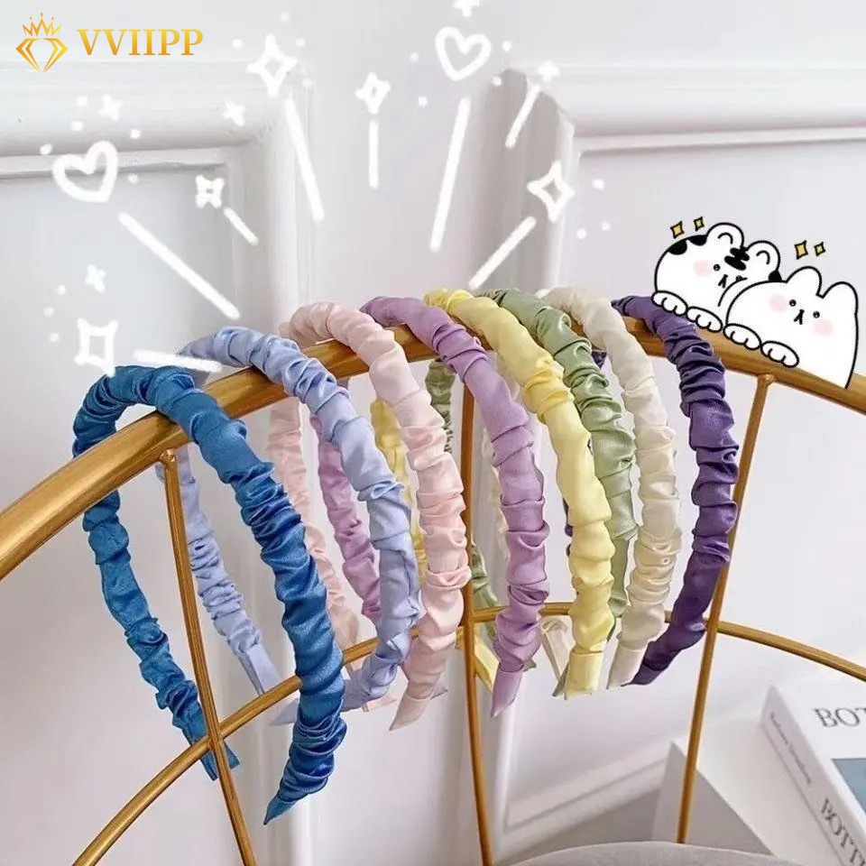 Image of Korean Candy Color Hair Band Sweet Folds Headband Hair Accessories #2
