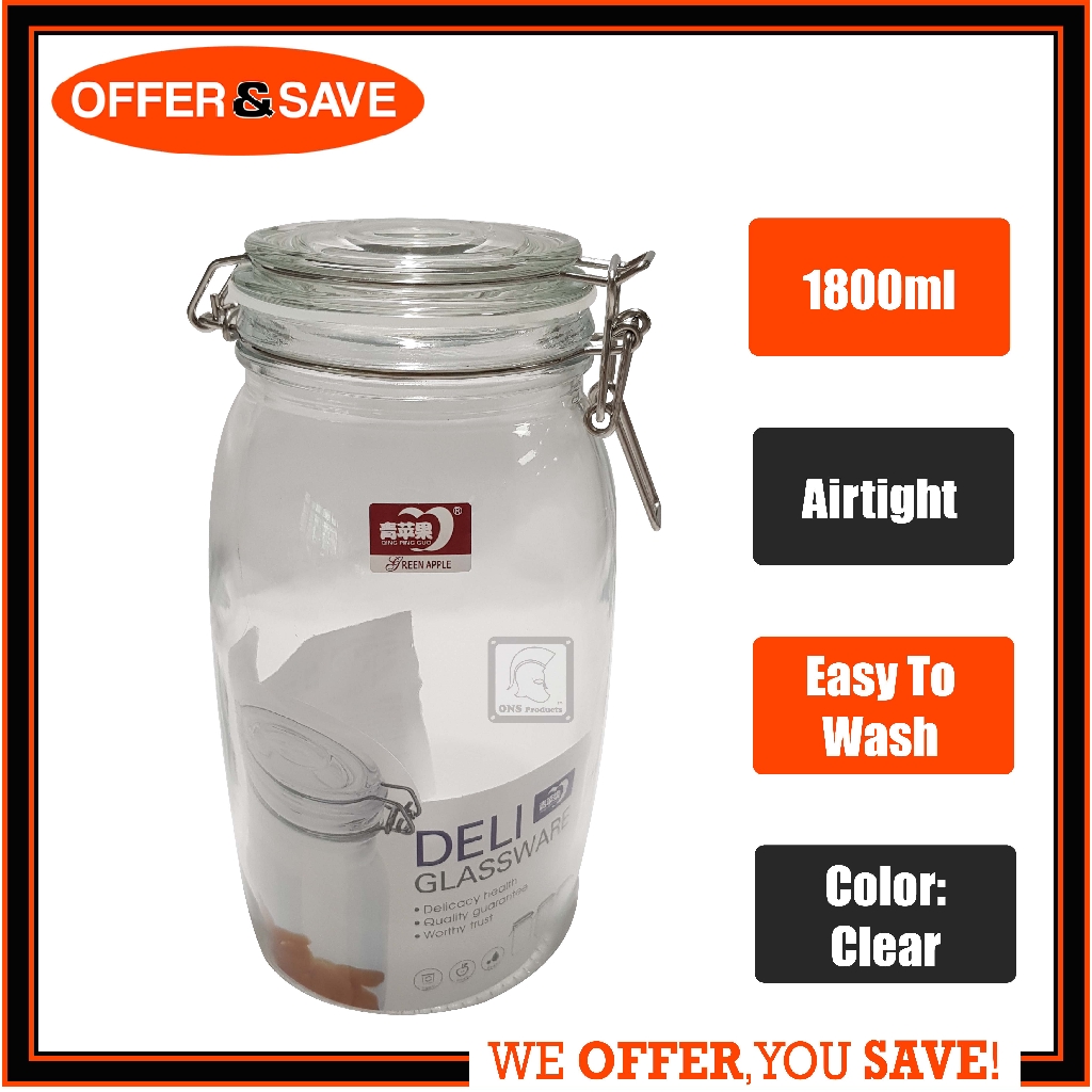 Airtight Glass Jar / Glass Storage Jar 1800ml / 2500ml Shopee Singapore