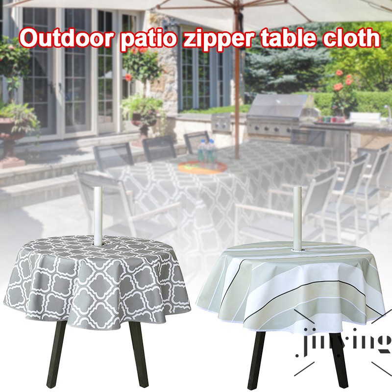 Zipper Waterproof Table Cover, Rectangular Tablecloth On Round Table