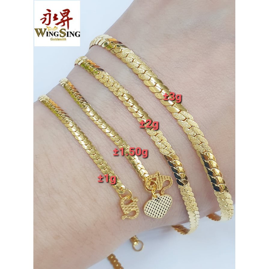 Shop Malaysia Wing Sing 916 Italy Snake Skin Bracelet Italian Snake Skin Hand Chain 916 Shopee Singapore