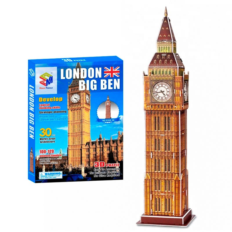 Magic Puzzle 3D Paper Model Clock Tower Big Ben G26836 [30 Details