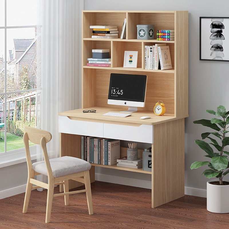 bookshelves with study table