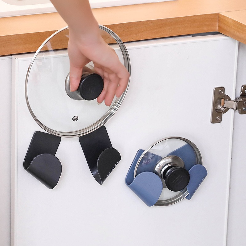 1 Pair Self Adhesive Pot Lid Rack / PunchFree Pan Cover Storage Rack
