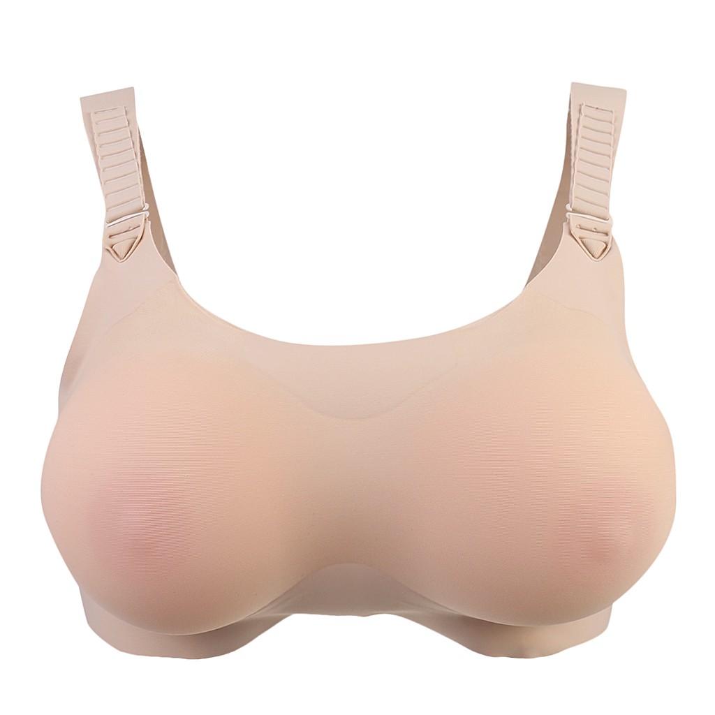 A500, White Silicone Breast Forms with Pocket Bra for Mastectomy Crossdresser Cosplay Include Crossdressing Wig 