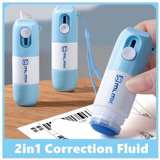2pcs/set Thermal Paper Correction Fluid with Cutting Tool Box Opener Privacy Protection Quick-Drying Eliminate Fonts