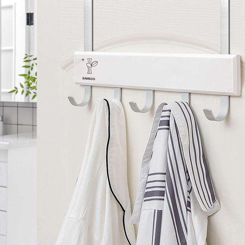 Multifunctional Wooden Clothes Hook Rack Door To Door Wall Rack Cloth Pants Hat Towel Hole Punch Shopee Singapore