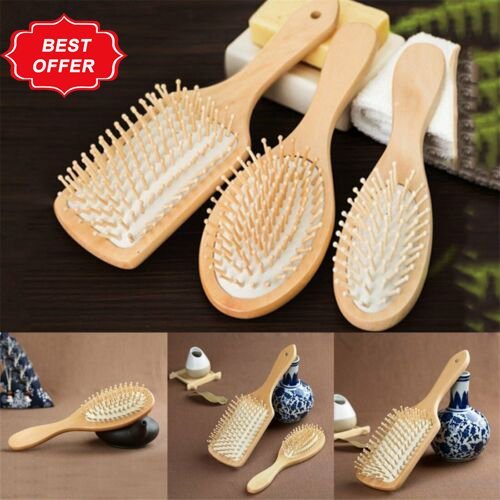Natural Wooden Bamboo Scalp Massage Hair Growth Hair Brush Anti Static Air  Cushion Comb 3 Designs | Shopee Singapore