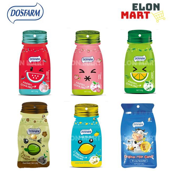 Shop Malaysia Dosfarm Sugar Free Mint 16g Peach Watermelon Tangerine Sour Plum Lemon Milk Delicious Shopee Singapore