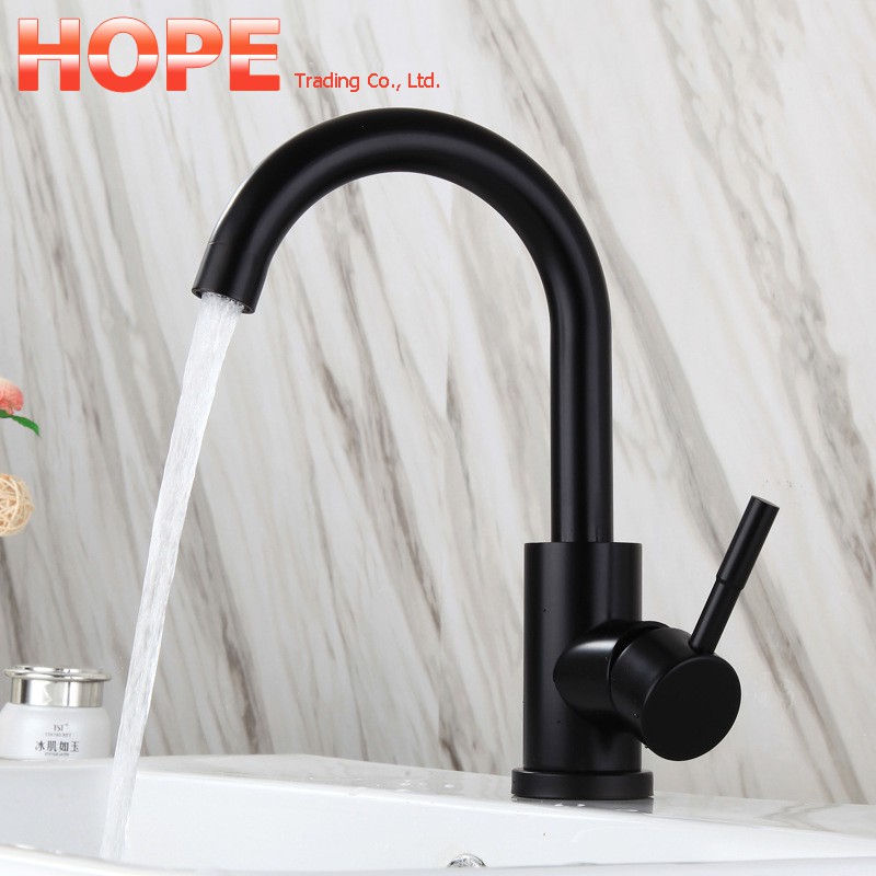 Stainless Steel 304 Bathroom Toilet Black Faucet Sink Basin Water