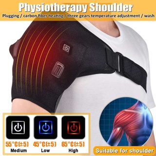 Image of Electric Heat Therapy Adjustable Shoulder Brace Back Support Belt for Dislocated Shoulder Rehabilitation Injury Pain Wrap
