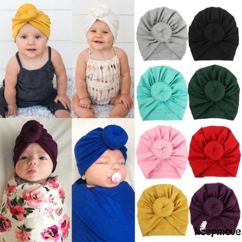 Cute Kids Baby Girls Turban Bow Knot Head Wrap Bunny Rabbit Ear Hat Cotton Cap 