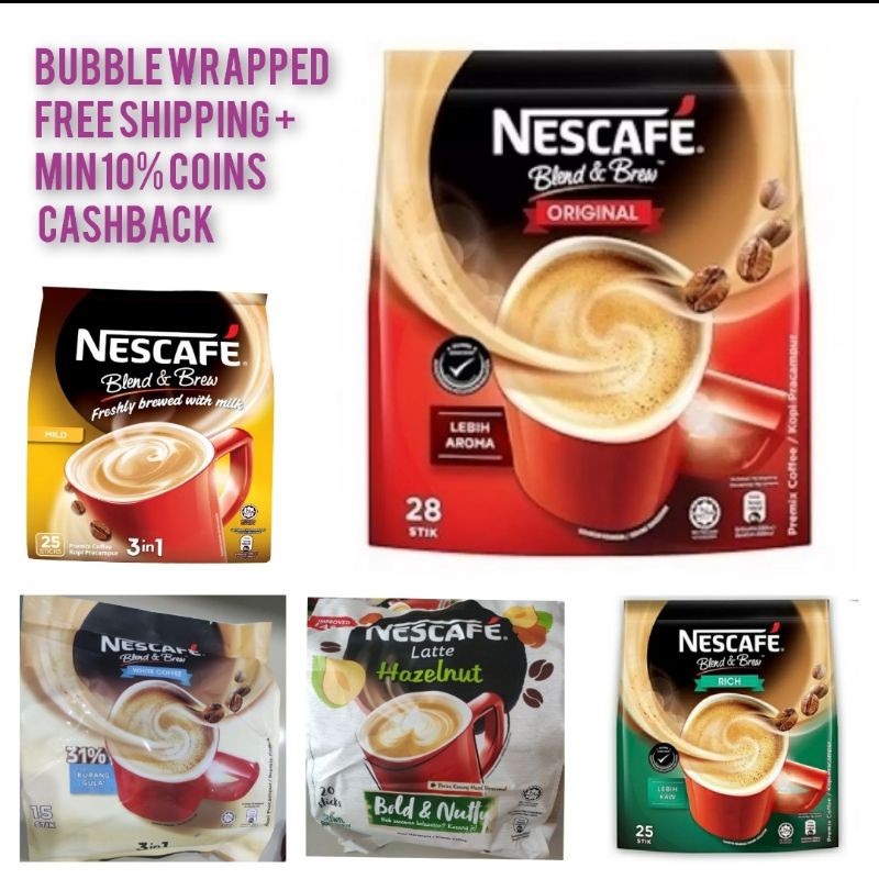 New Stock Nescafe 3 In 1 Blend Brew Rich Mild Nescafe Latte Hazelnut Latte Mocha Latte Milk Tea Shopee Singapore