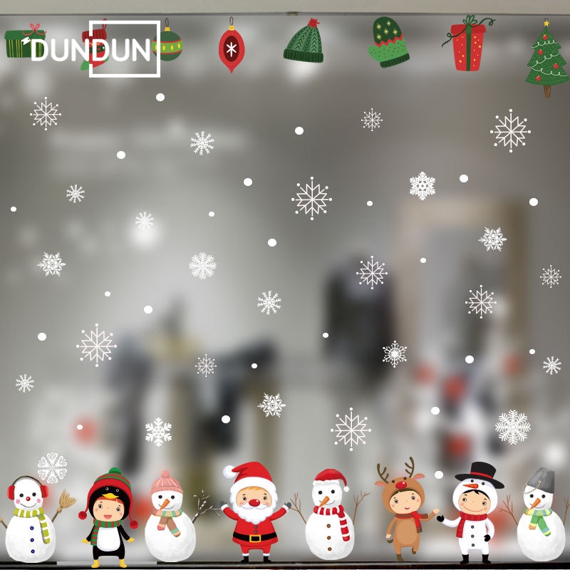 Christmas Snowman Snowflake Window Art Sticker Self Clings Decoration DIY 