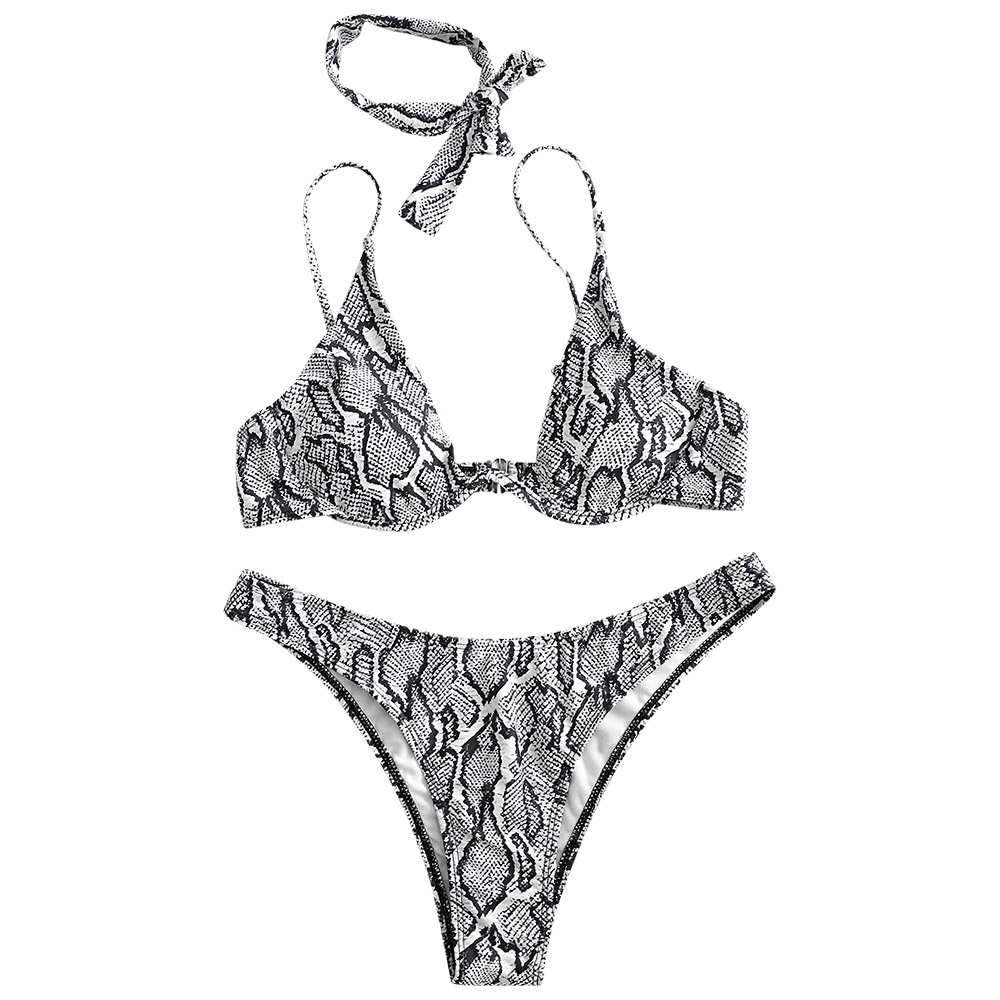 snake print underwire bikini