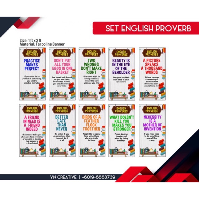 Ready Stock Banner Hiasan Kelas English Set Proverb Shopee Singapore