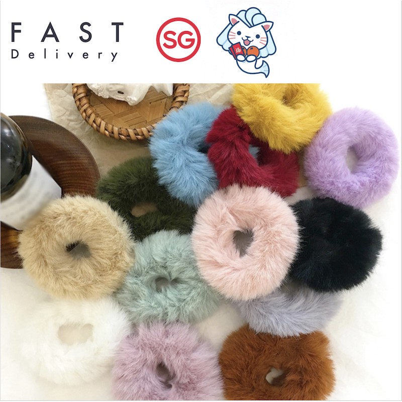 Lynv 1 Piece Set Cute Fluffy Furry Hair Ties Shopee Singapore