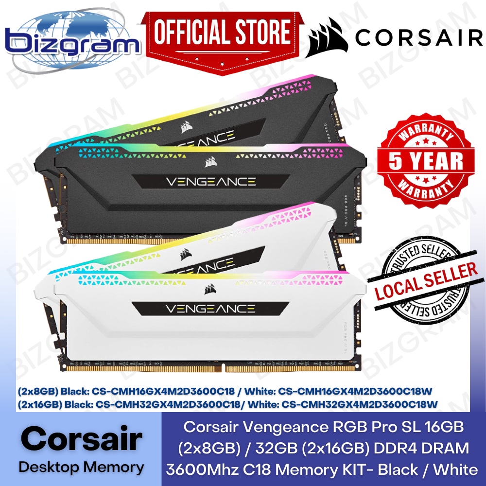 Corsair Vengeance RGB Pro SL 16GB 2x8GB 32GB 2x16GB DDR4 DRAM 