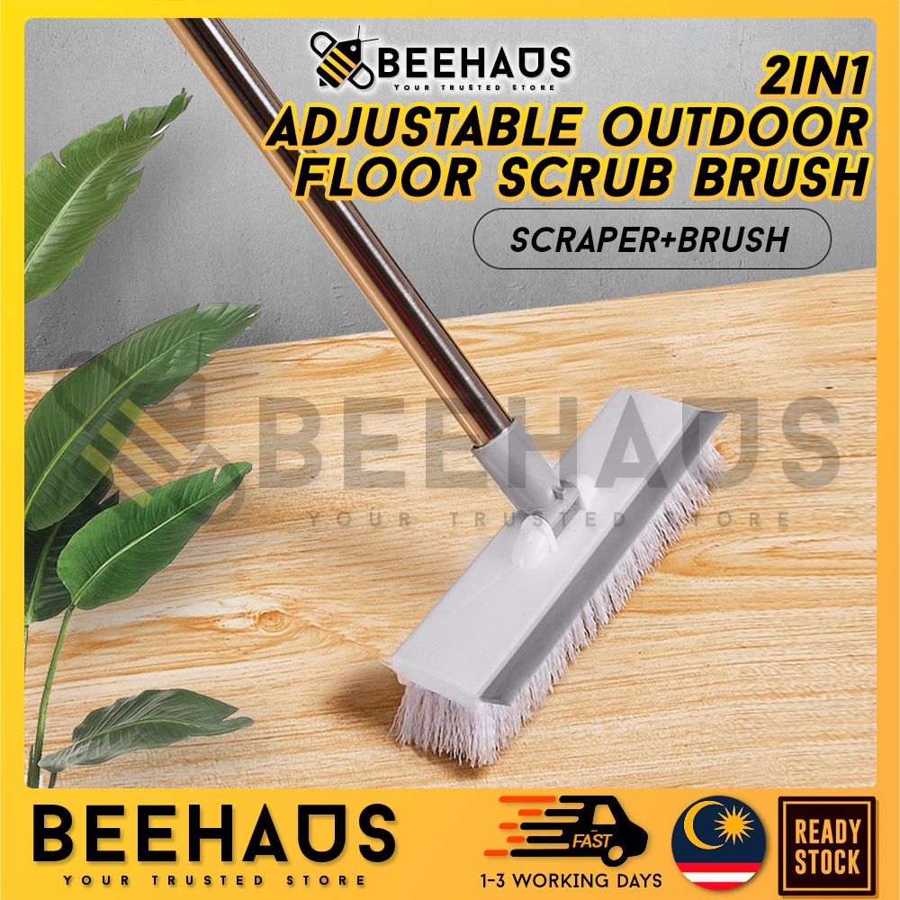 BEEHAUS Long Handle Bathtub Clean Floor Scrub Brush Bathroom Brush 