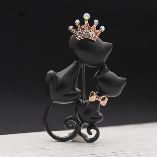 Lovely Black Cat Rhinestone Inlaid Crown Womens Brooch - tabby cat scarf roblox comprar cat scarf y cats
