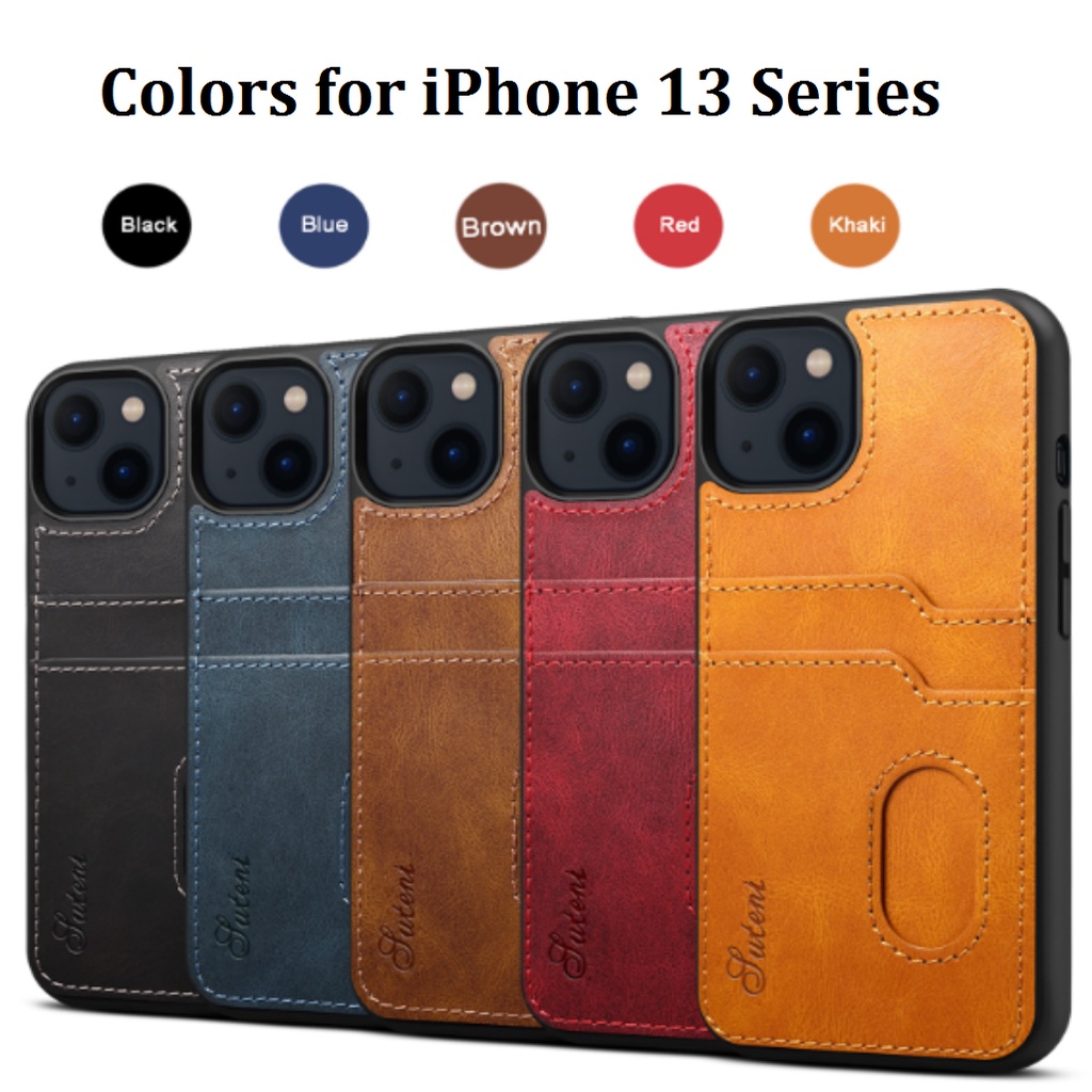 Suteni Classic Card Holder Leather Case for iPhone 13 Pro Max/13 Mini ...