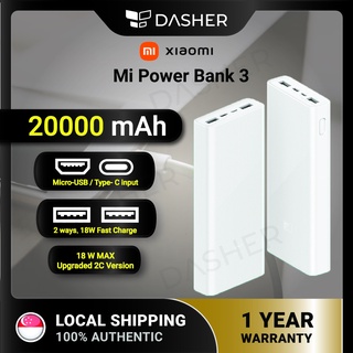 【1 YEAR WARRANTY】 Xiaomi Powerbank 3 PLM18ZM 20000mAh Upgrade 2C Version 18W Fast Charge Dual Input Output Port USB C