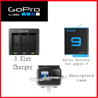 Gopro Hero 10 / hero 9  Accessories Telesin Waterproof Case/ Battery and Charger Set (Ready Stocks)(Fast Shipping)