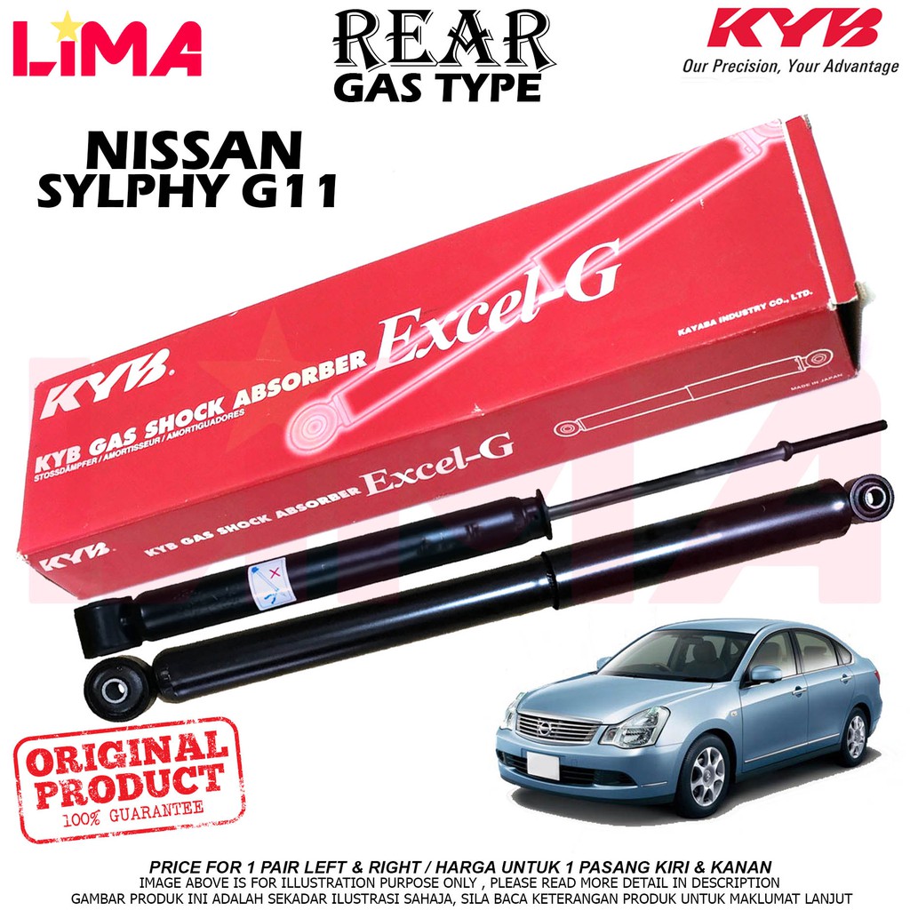 Nissan Sylphy G11 Rear Shock Absorber 1set Gas Type Kayaba Kyb Original Shopee Singapore