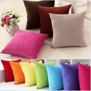 Plain Solid Color Throw Pillow Case Home Sofa Linen Cotton Cushion Cover New
