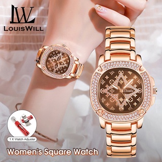 LouisWill Ladies Watch Quartz Watch Women's Fashion Light Luxury Square Watch Diamond Luminous Waterproof Watch Quartz Steel Band Watch Elegant Gifts Waterproof Watches