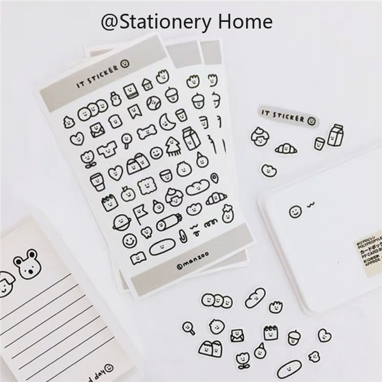 1pc Korea Hand Painted Cute Ins Phone Stickers Black White Bread Hand Account Stickers Sealing Decals Shopee Singapore