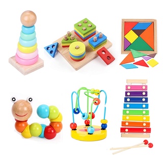 Wooden Educational Toys Kids Early Learning Montessori Building Blocks | mainan edukasi