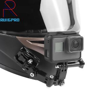 Gopro Accessories 4 Ways Turntable Button Mount Go Pro Hero 4 5 6 7 8 SJCAM SJ4000 EKEN H9 H9R Motorcycle Helmet Chin Bracket Arm for Insta 360 One R X