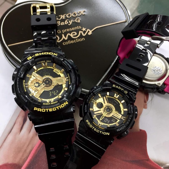 gshock couple ga110 unisex black gold 