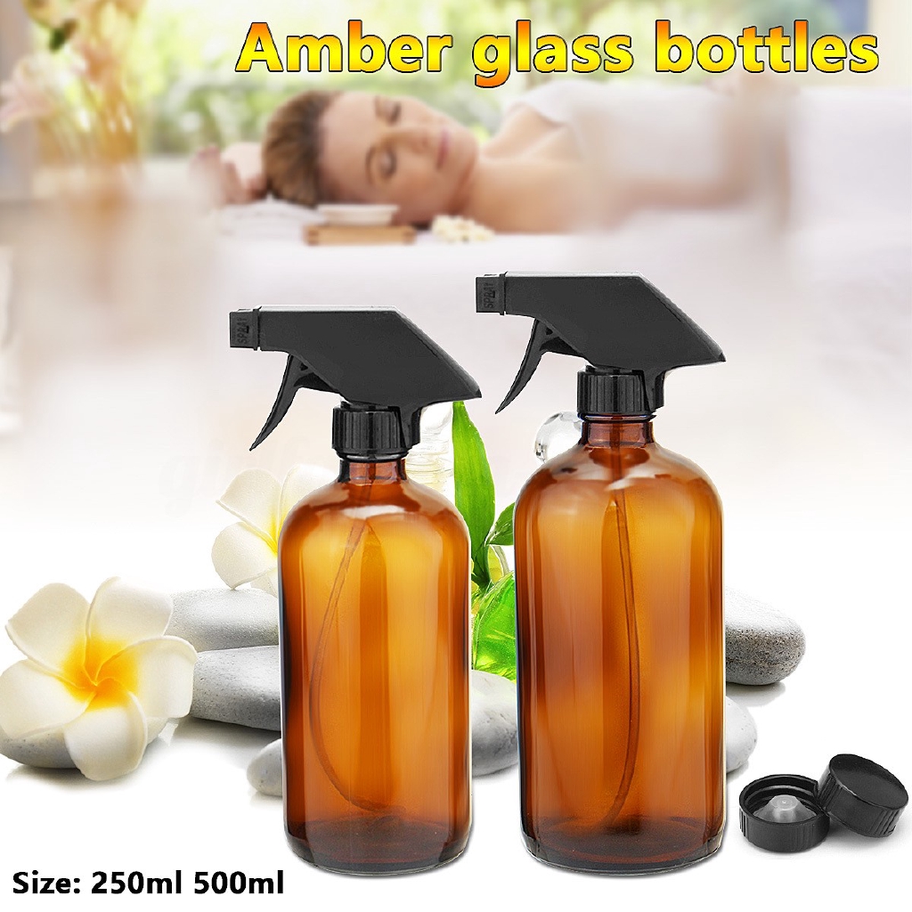 Download 250ml 500ml Amber Glass Spray Bottles Sprayer Trigger Aromatherapy Dispenser Shopee Singapore