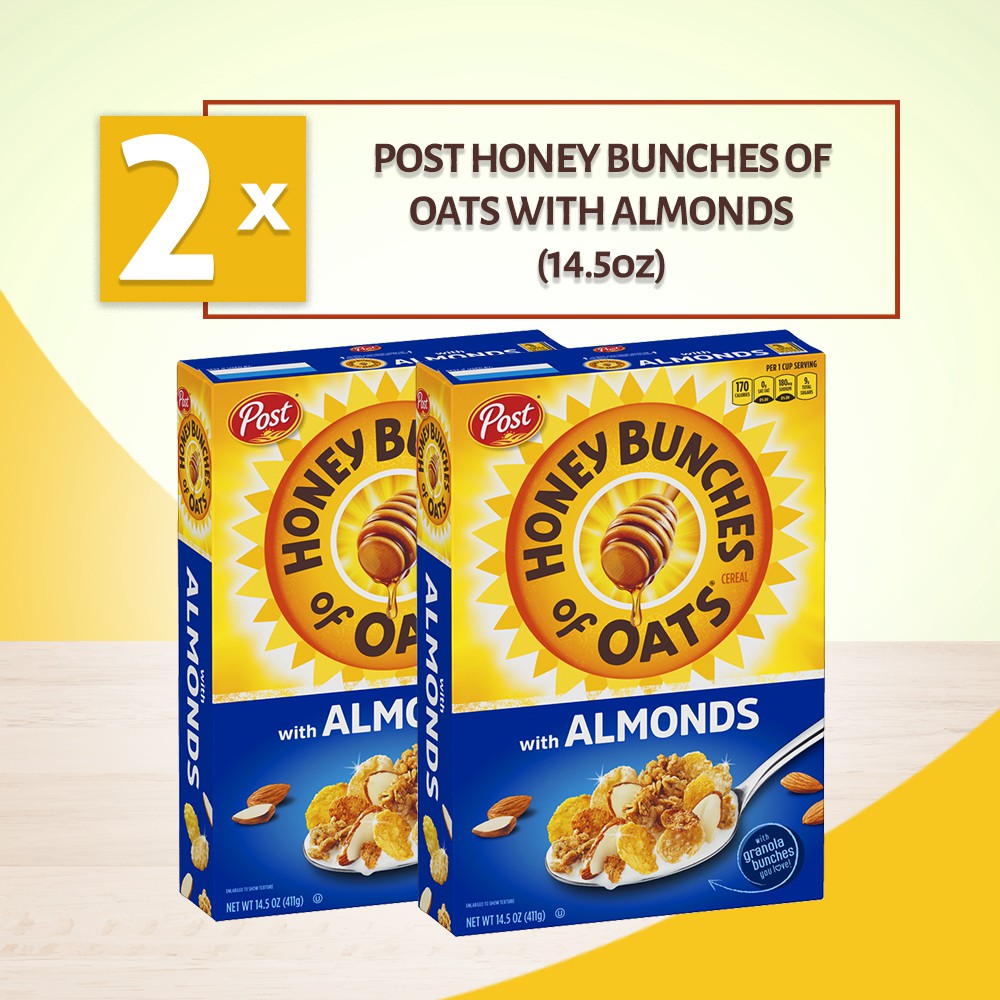 [Bundle of 2] Post Honey Bunches Of Oats Cereal Crispy Almonds 340g