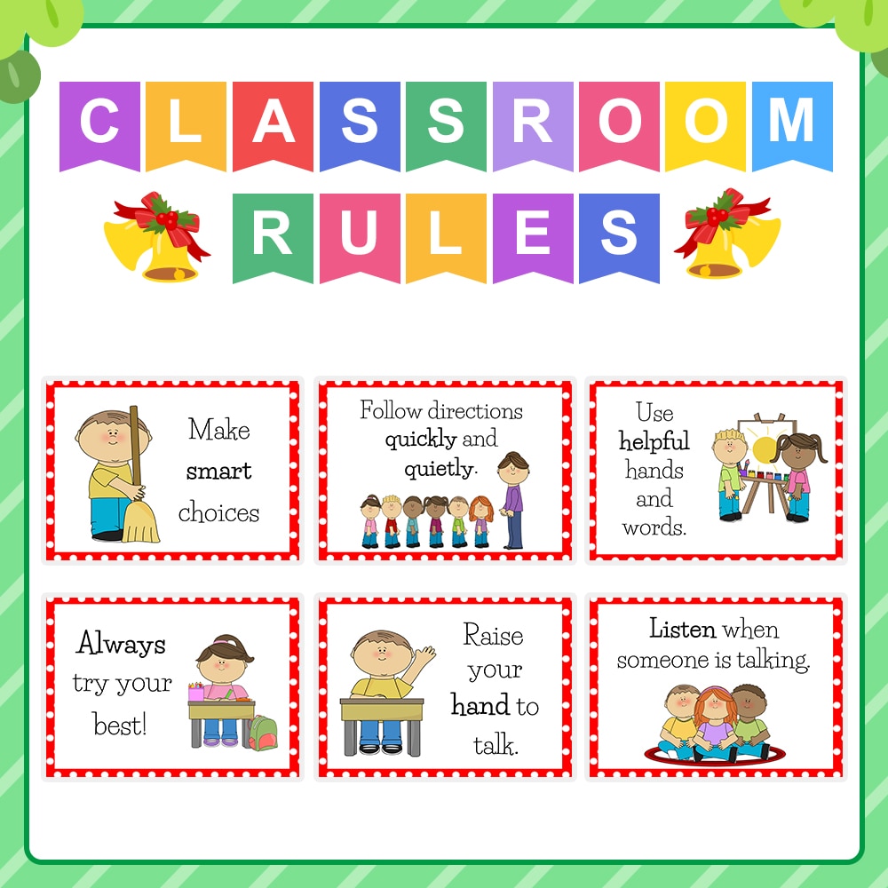 6 Pcsset Classroom Rules English A4 Posters Card Classroom Decorations