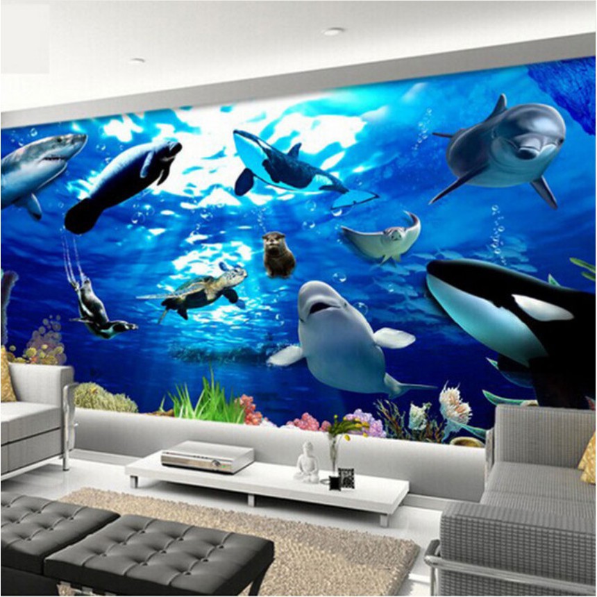 3d Undersea Sea Animal Dolphin Large Mural Bedroom Children S Room Wallpaper