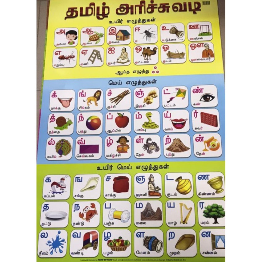 Learn Tamil Alphabet Aritchuvadi Chart Shopee Singapore