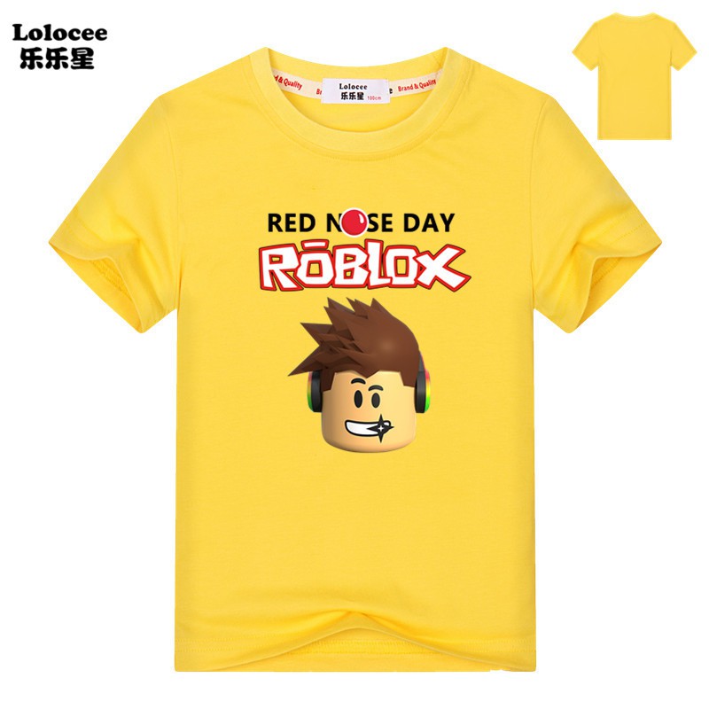 Girls Boys 3 14 Years Roblox Red Nose Day Short Sleeve Cotton T Shirt For Kids Shopee Singapore - cool girls shirt yellow roblox