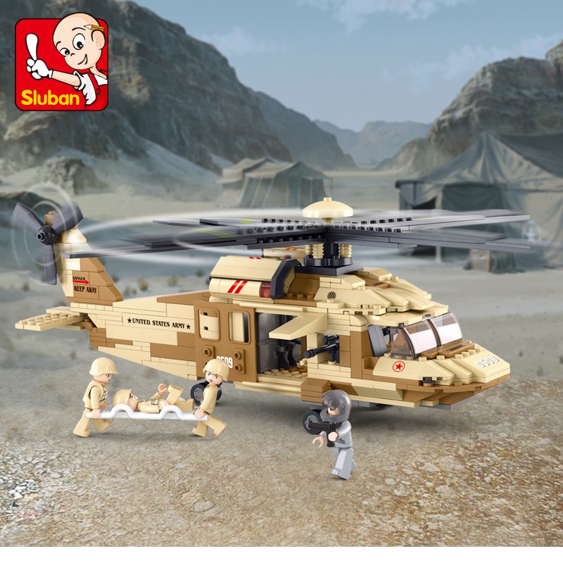 439pcs Battle Military Helicopter Building Blocks Action Figure Toys Gift Kids