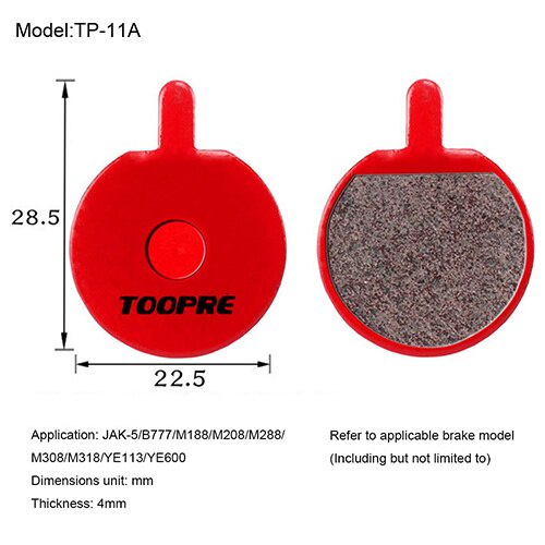 TOOPRE MTB Bicycle Ceramic Brake Pads Bike All Metal Heat 