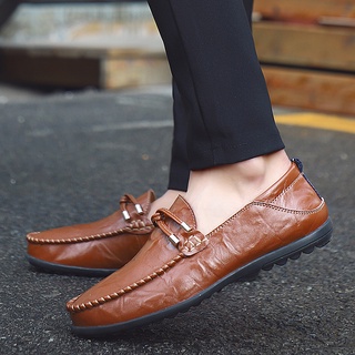 Ready Stock Men‘s Leather Shoes Fashion Loafers Shoes Casual Shoes Driving Shoes #6