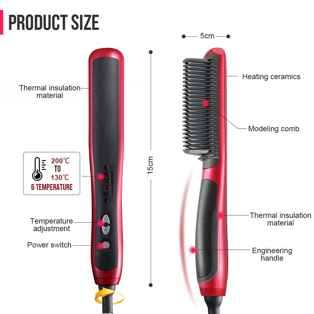 Beard Straightener Lesgos Electric Curly Hair Brush For All Types