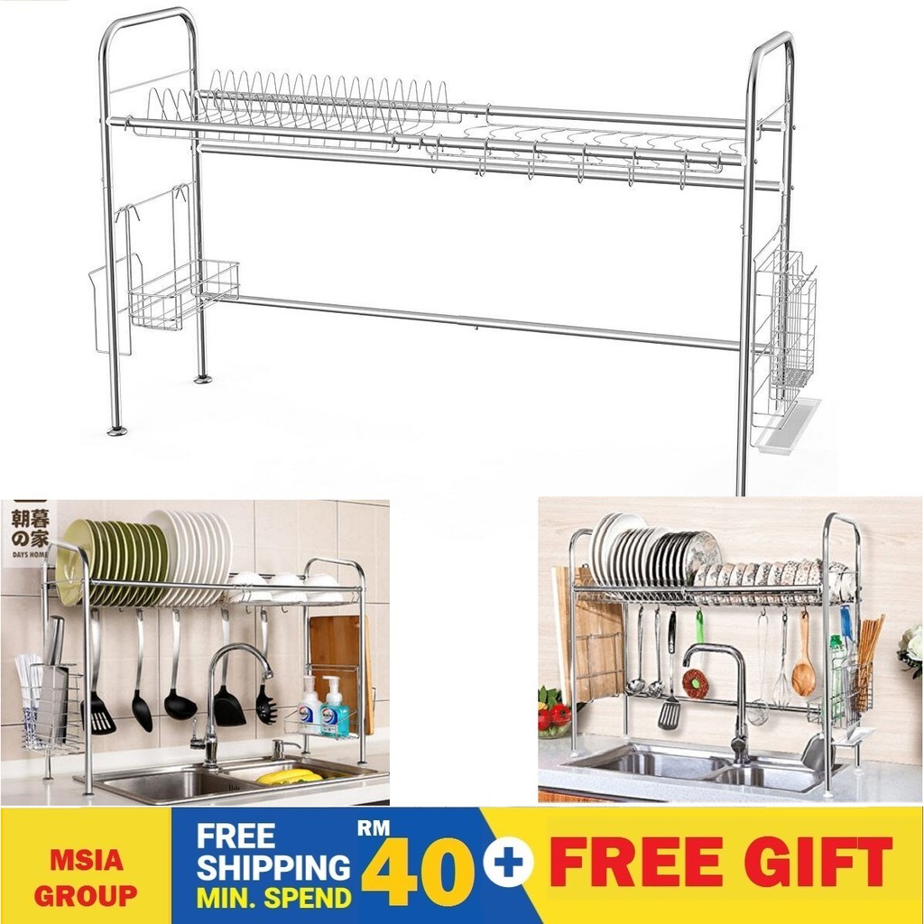 Rak Steel Pinggan Mangkuk Senduk Kitchen Tool Sink Dish Rak Steel Pinggan Mangkuk Senduk Kitchen Tool Sink Dish