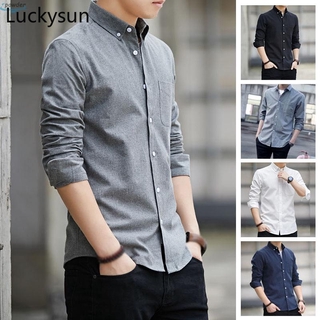 [M-5XL] Men Business Shirt Long Sleeve Formal Shirts Comfortable Breathable Leisure Basic Shirts