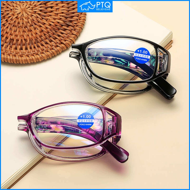 PTQ Folding AntiBlue Reading Glasses Eyeglass Women Men Portable