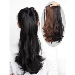Fashion✷☑Wig female long hair ponytail natural slightly curly high ponytail  big wave long curly hair bandage straight ha | Shopee Singapore