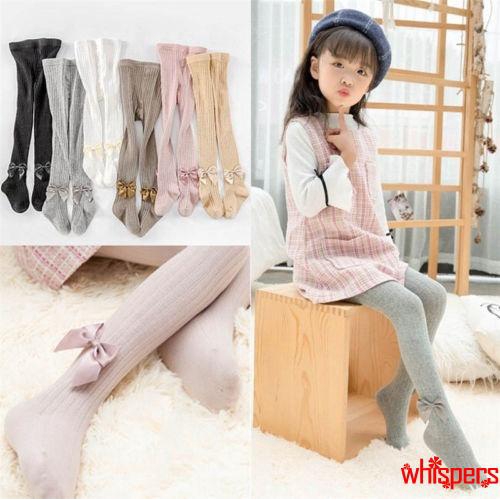 Girls Kids Tights Stockings Bow Knot Winter Warm Knitted Pantyhose Dress Pants