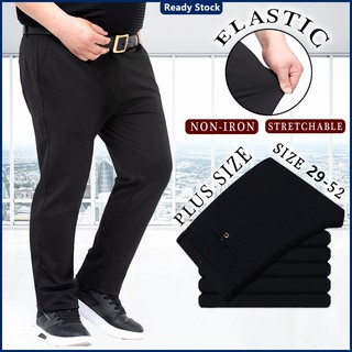 Image of Big Formal Plus Size Men's Thick Pants Elastic Business Casual Long Pant Flexible Trousers
