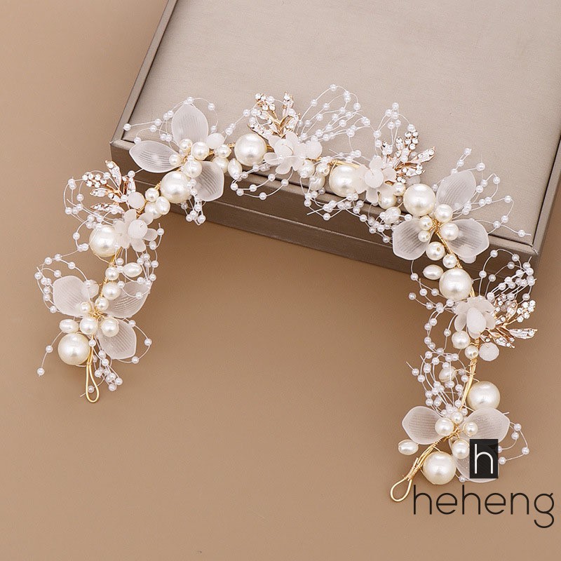 Summer Wedding Fairy Hair Jewelry Simulated Pearls Crystal Beads Flower Leaf Headbands Hairpins Clips Headpieces
